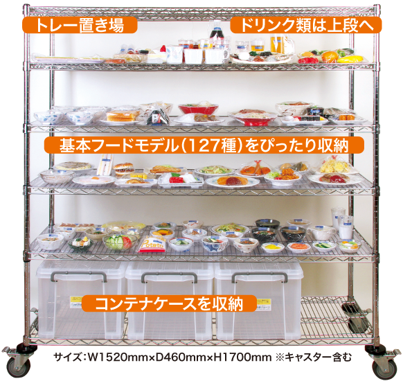 食育SATシステム常設用キャスター付きフードモデルシェルフ